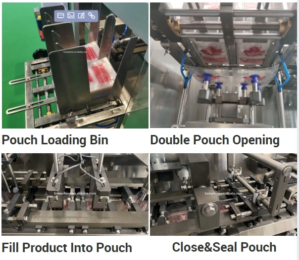 Automatic High Speed Food/Snack/Beans/ Grain/Rice/Nuts/Peanut/Sugar/Beans/Flavoring/Flour /Powder Double-Pouch/Bag Filling Packaging Packing Sealing Machine