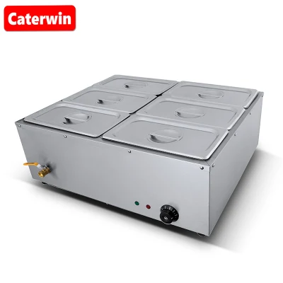 Caterwin équipement de cuisine commerciale chauffe-plats 1500 W électrique professionnel en acier inoxydable 6 Pan Buffet Bain Marie